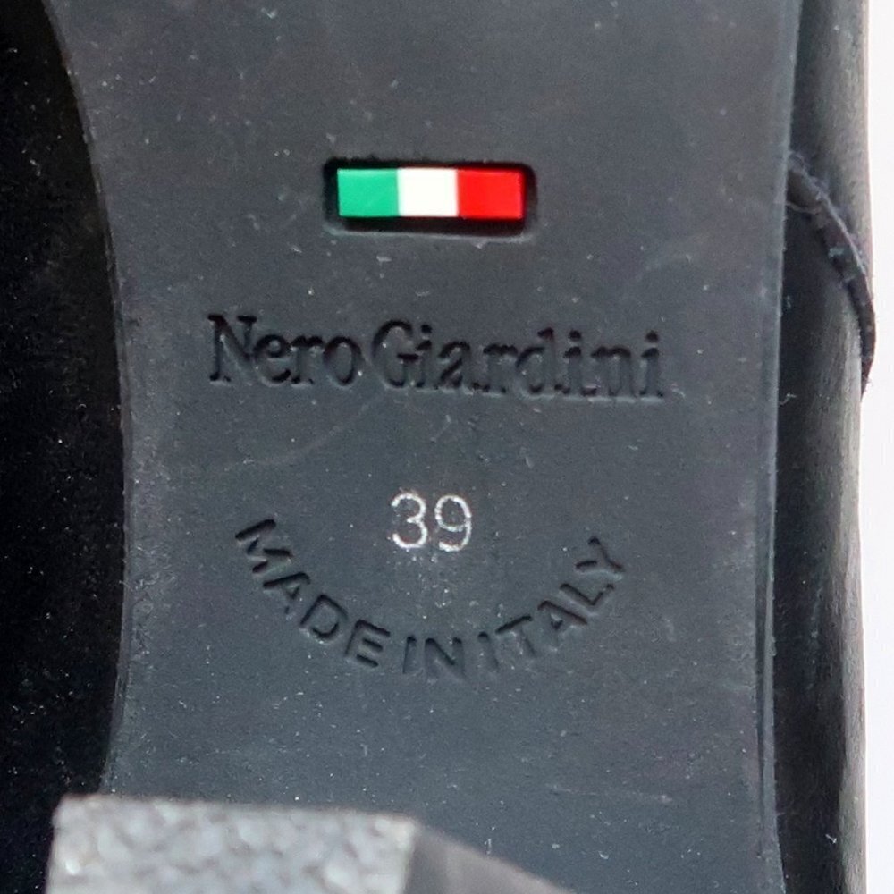 Nero Giardini Black Leather AlmondToe Tapered Sturdy Heel Ankle Boots Booties - Picture 7 of 16